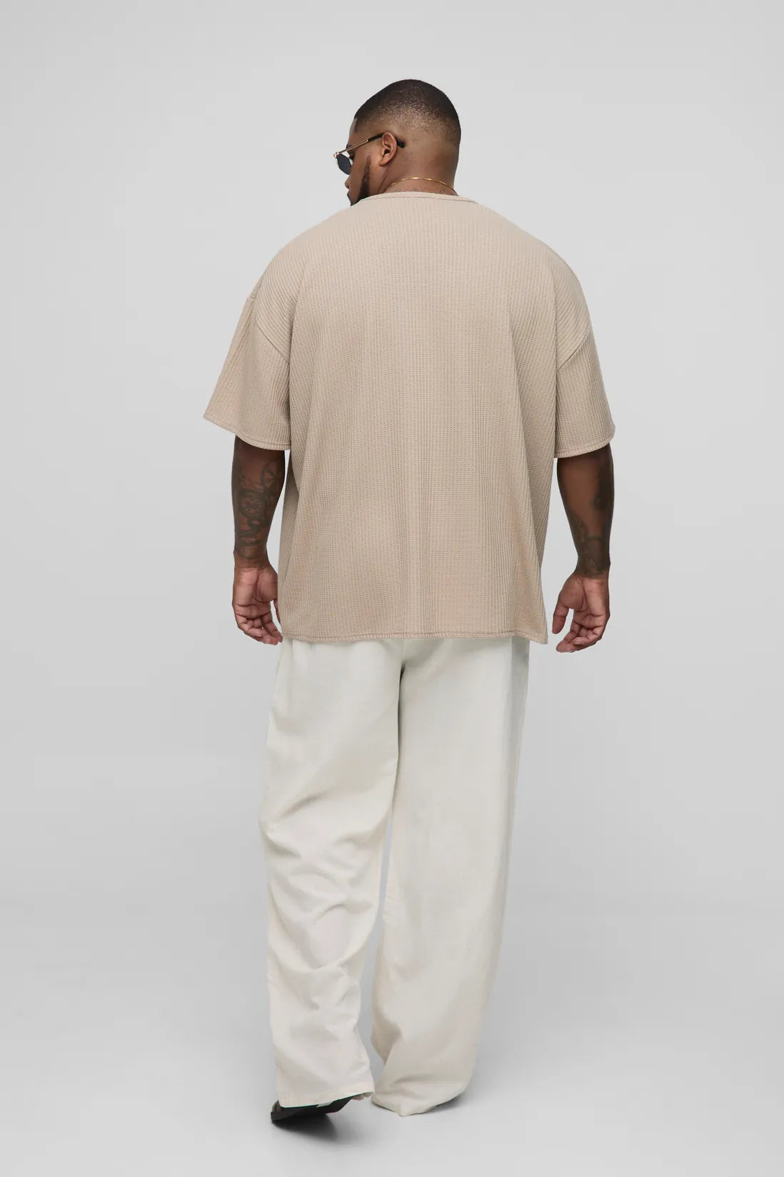 Plus Linen Look Elasticated Waist Relaxed Trousers