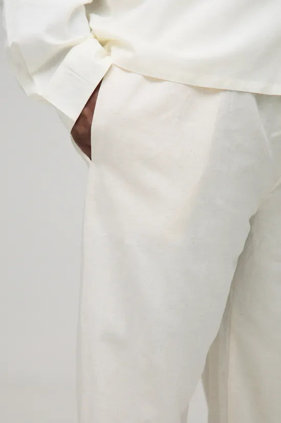 Plus Linen Look Elasticated Waist Straight Leg Trousers