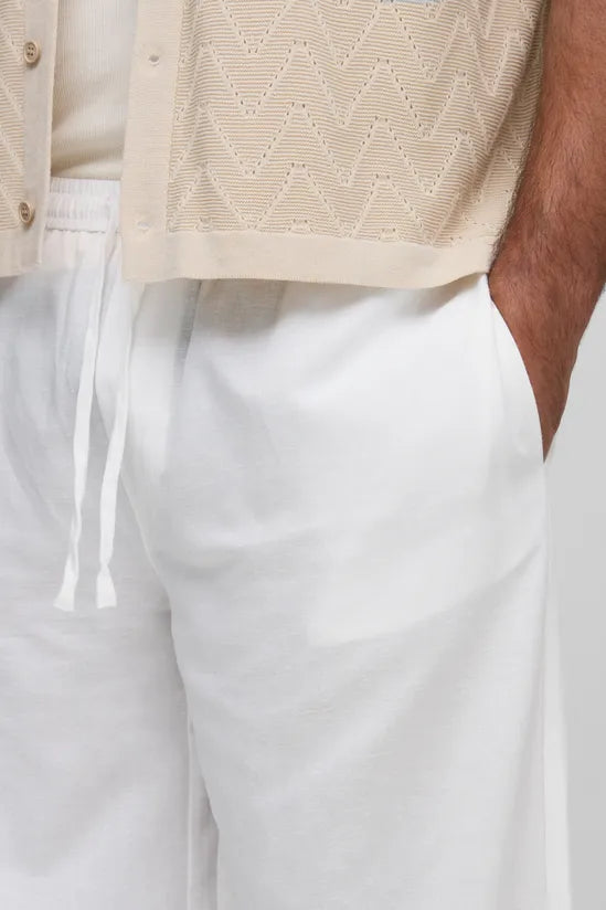 Plus Linen Look Elasticated Waist Baggy Trousers