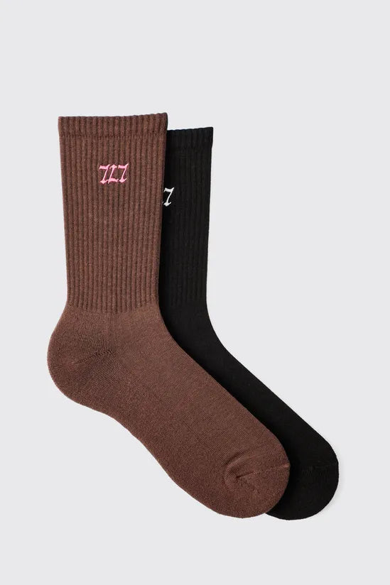 2 Pack 777 Embroidered Sport Socks