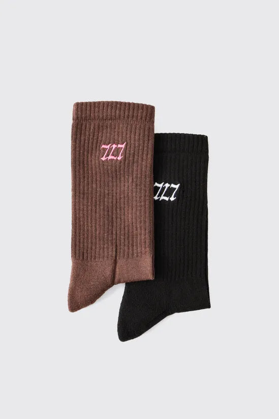 2 Pack 777 Embroidered Sport Socks