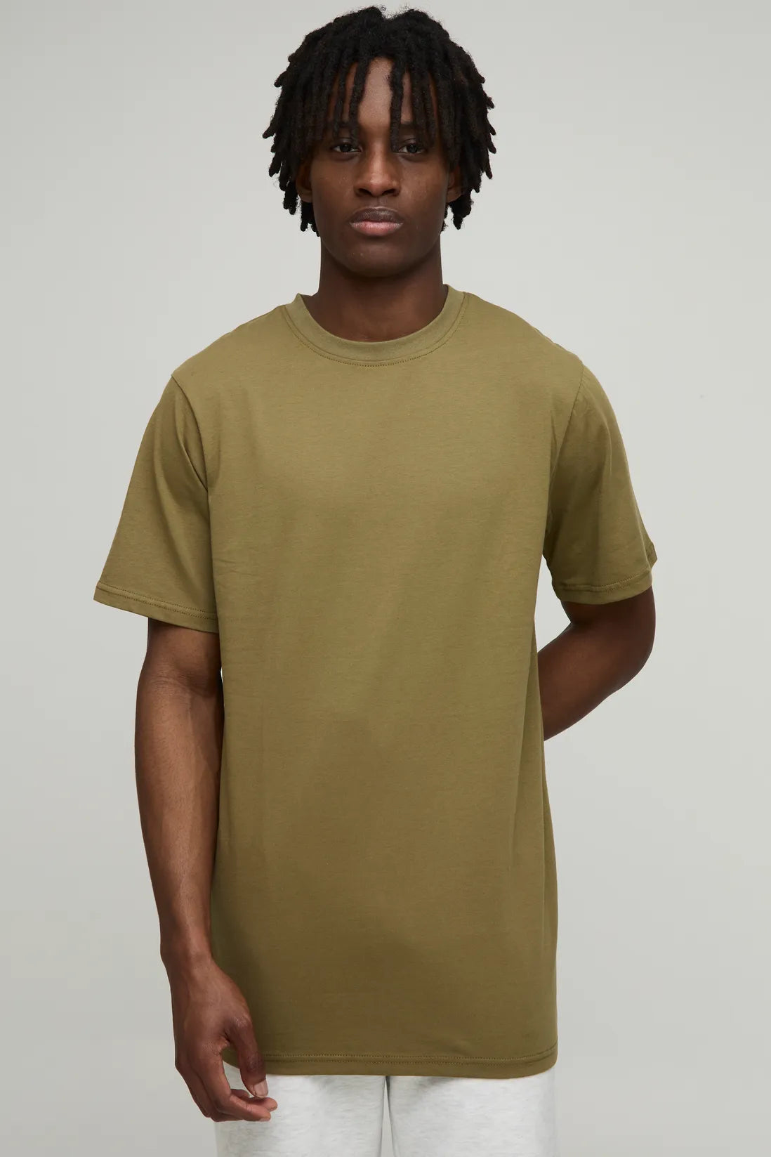 Regular Fit Basic Crew Neck Long Line T-Shirt