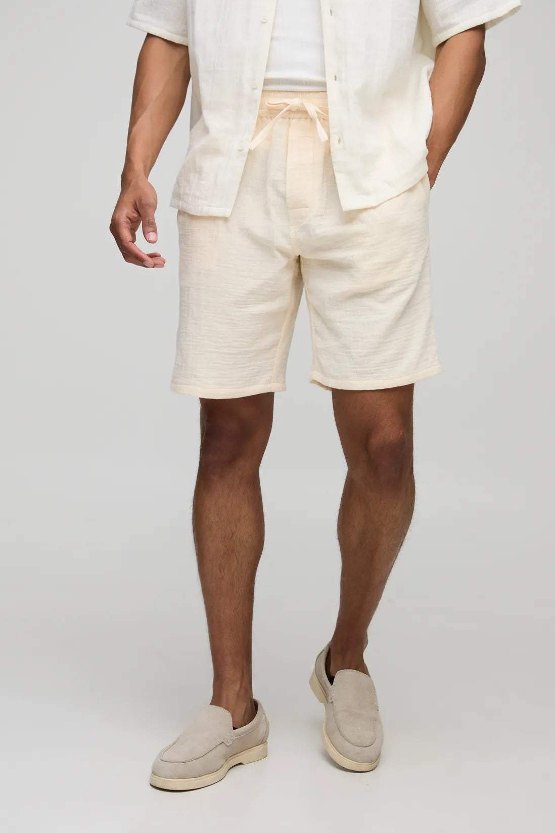 Elasticated Regular Fit Cheesecloth Shorts