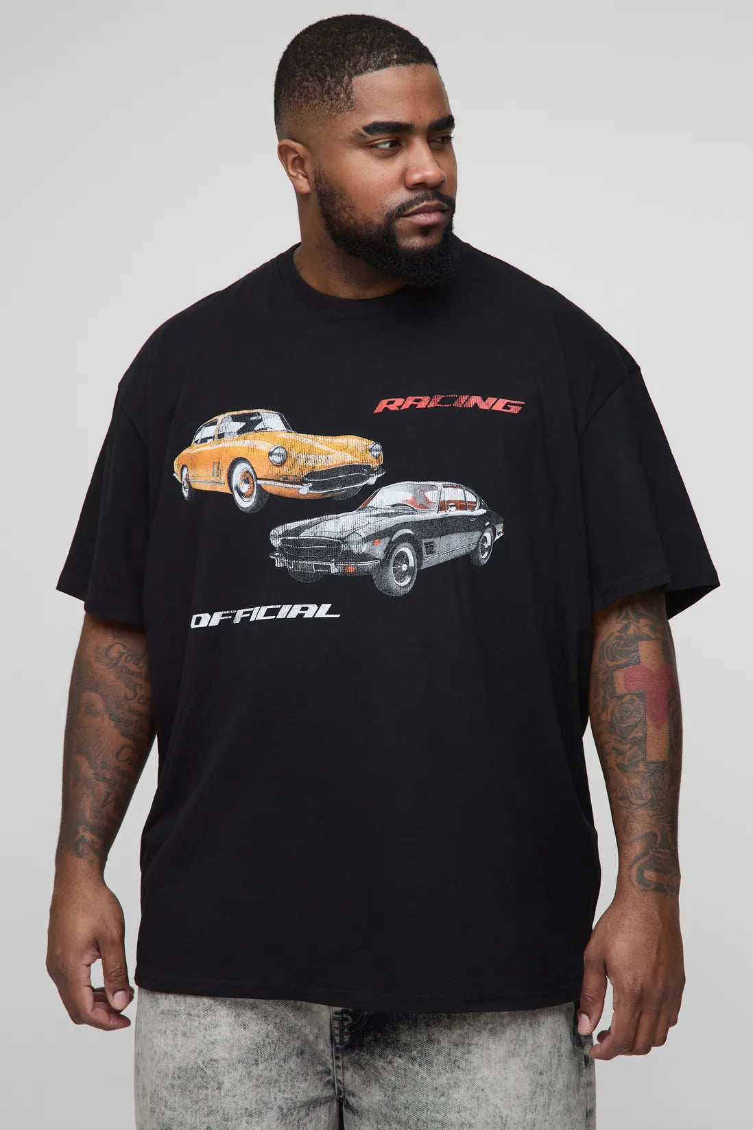 Plus Vintage Car Graphic Oversized T-Shirt