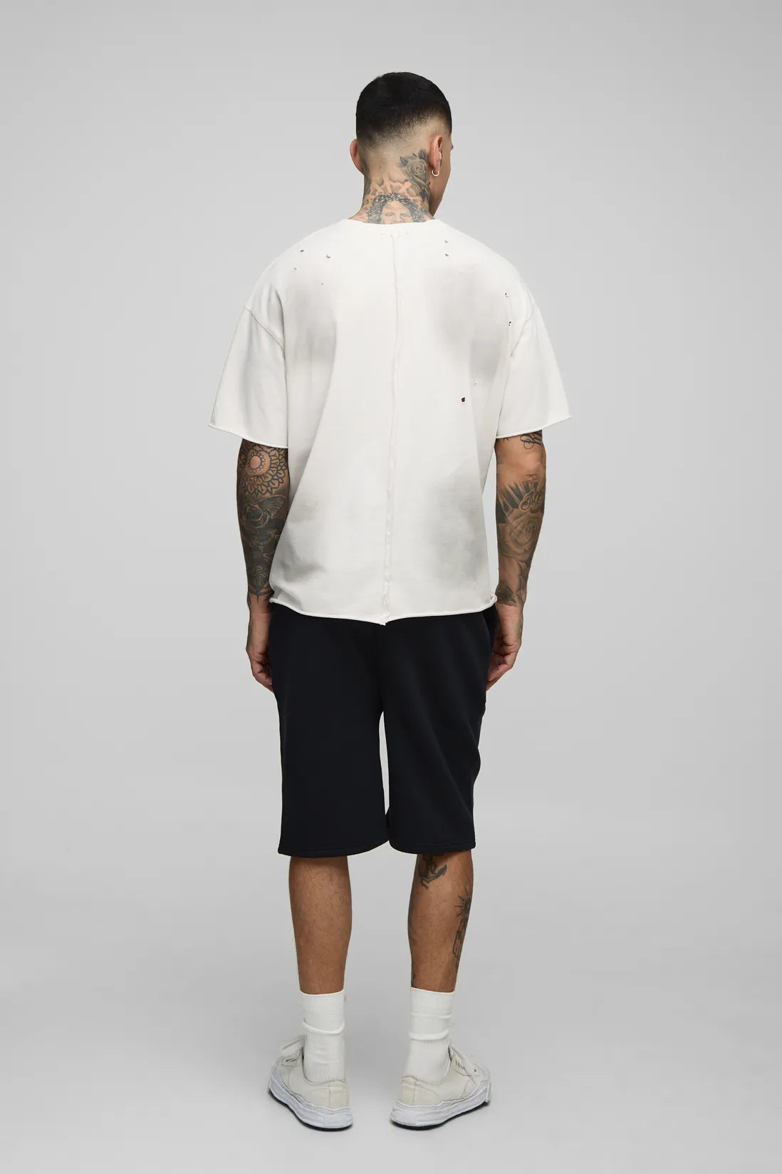 Tall Loose Fit Spray Wash Print Jersey Shorts