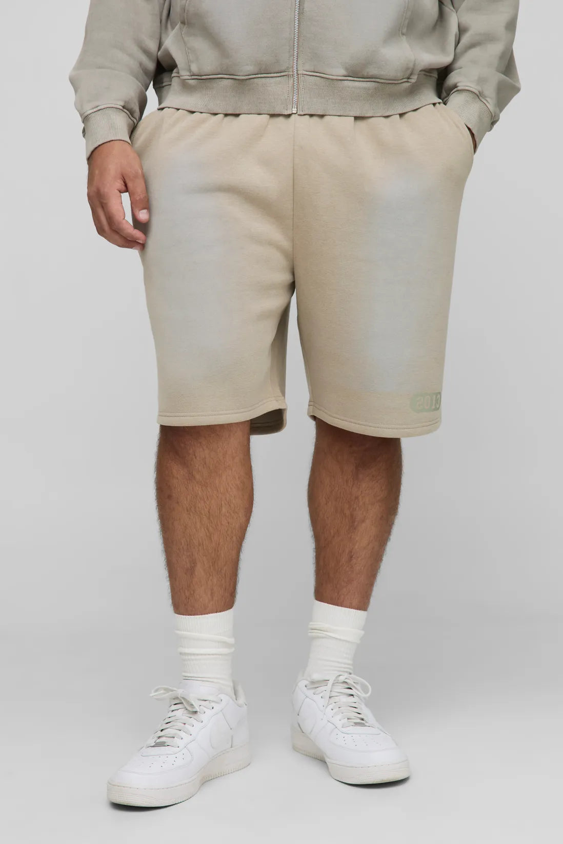 Plus Loose Fit Spray Wash Print Jersey Shorts