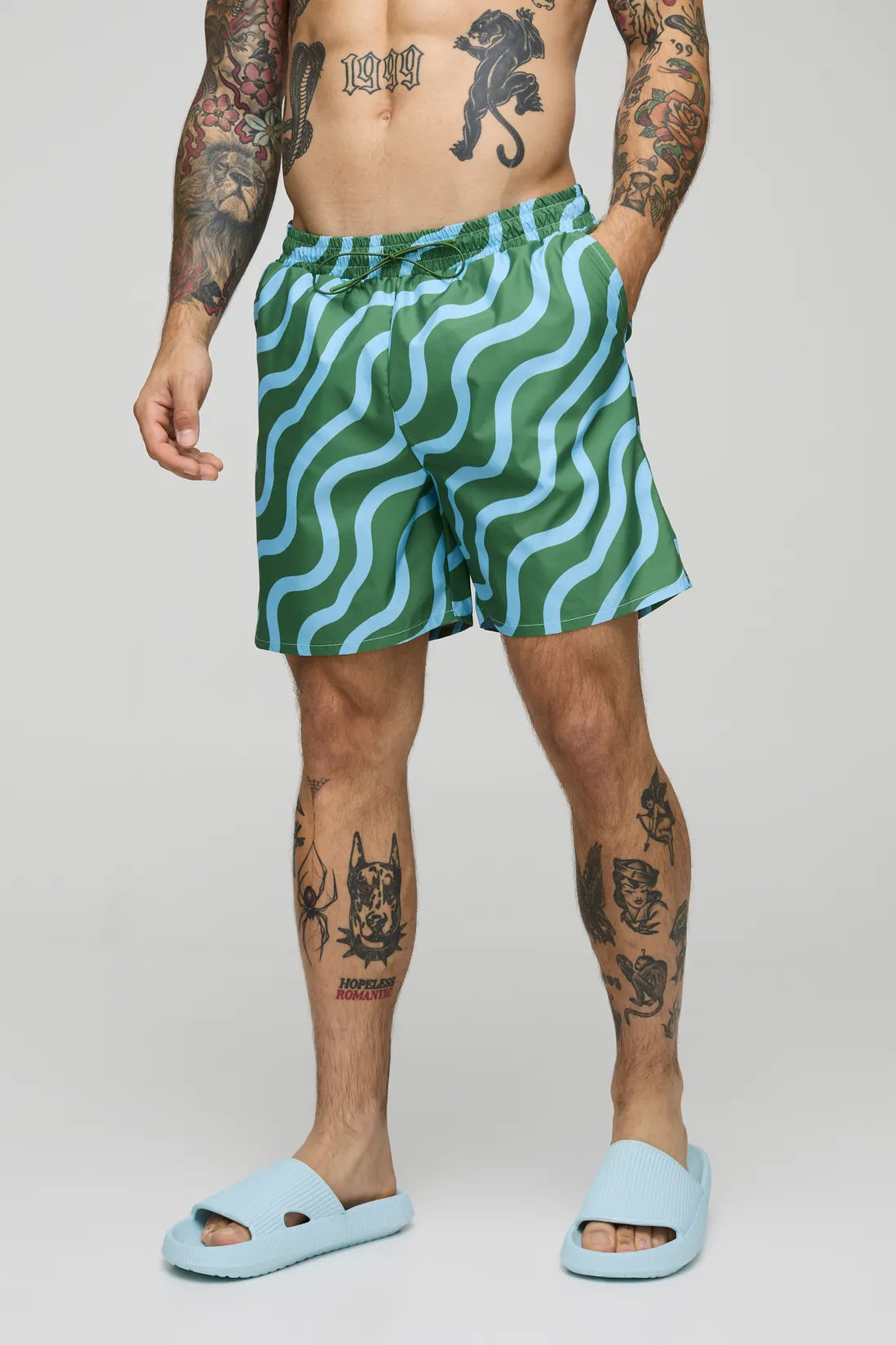 Abstract Print Mid Length Swim
