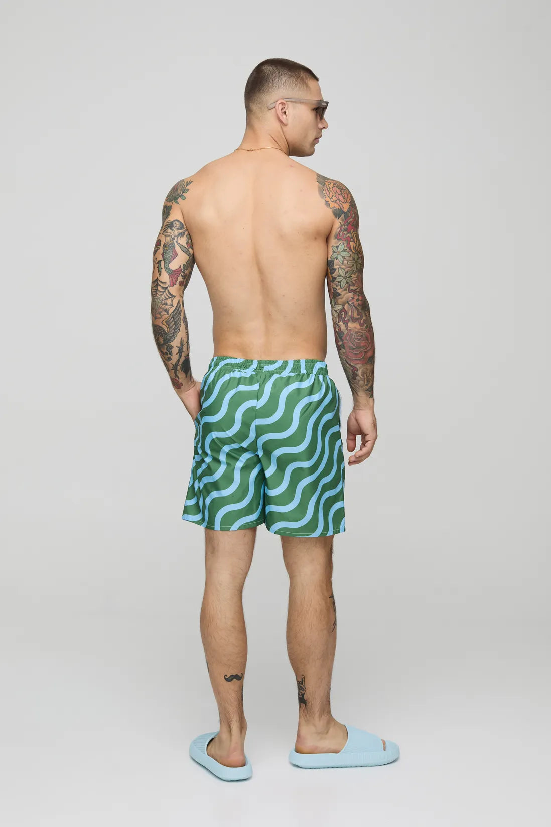 Abstract Print Mid Length Swim
