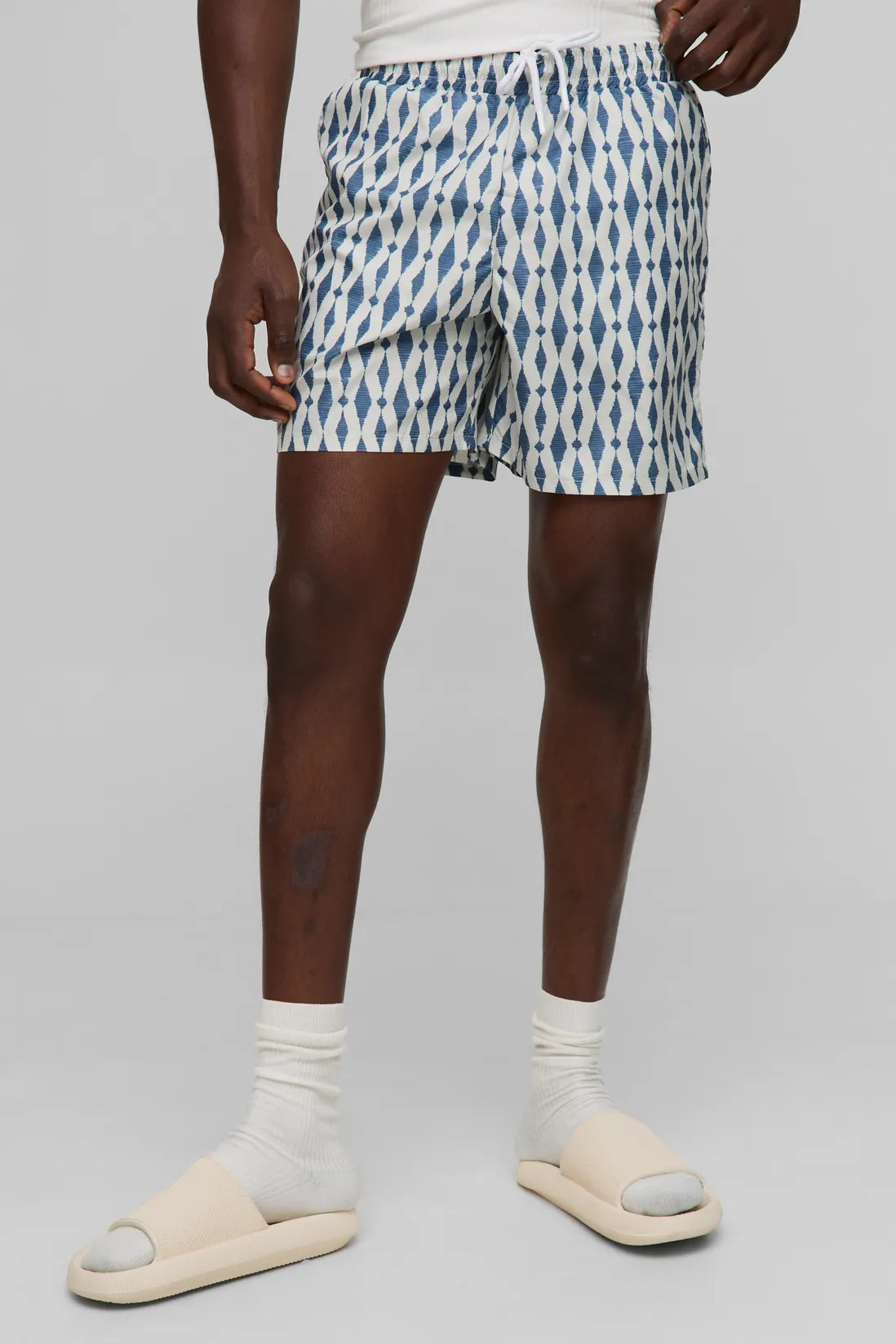 Pattern Printed Mid Length Swim Short