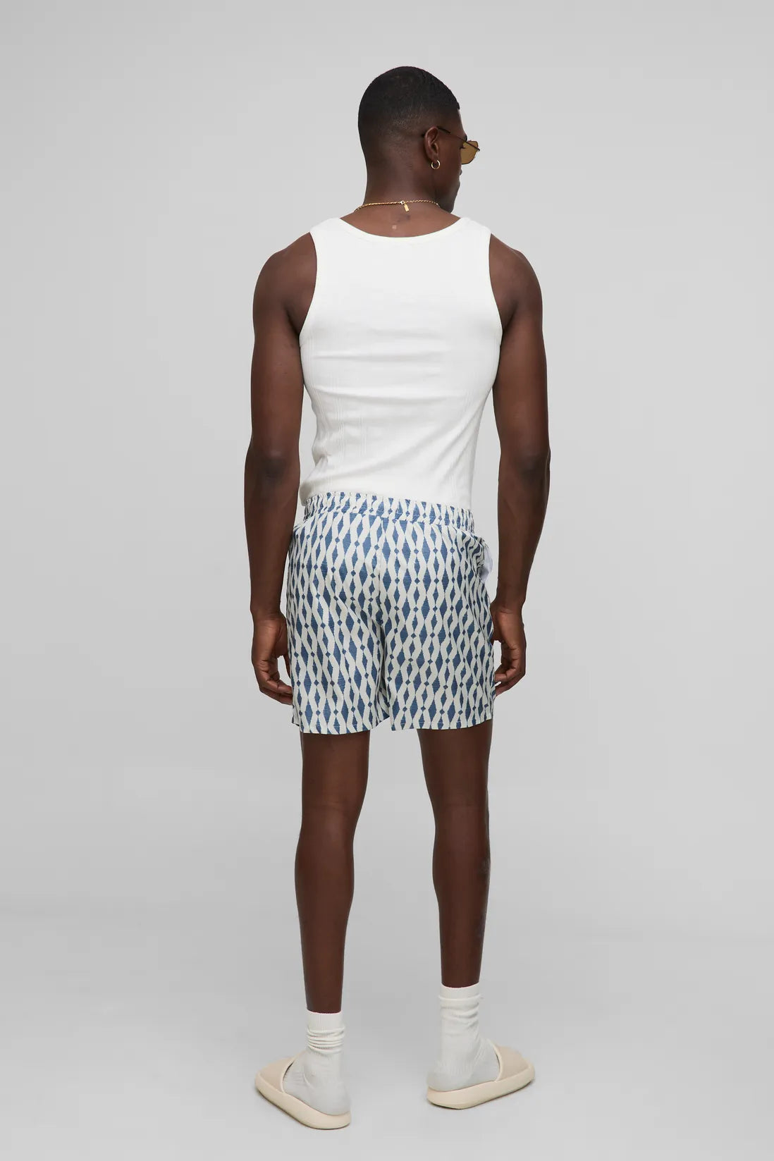 Pattern Printed Mid Length Swim Short