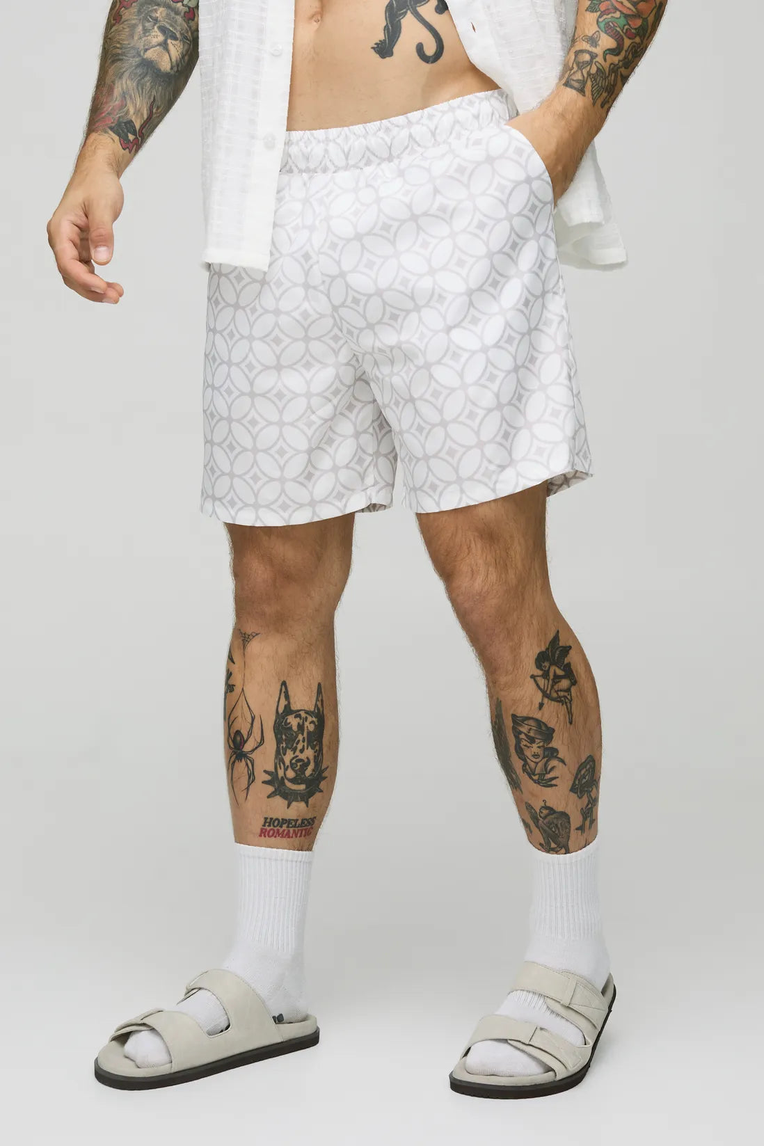 Abstract Pattern Mid Length Swim Short