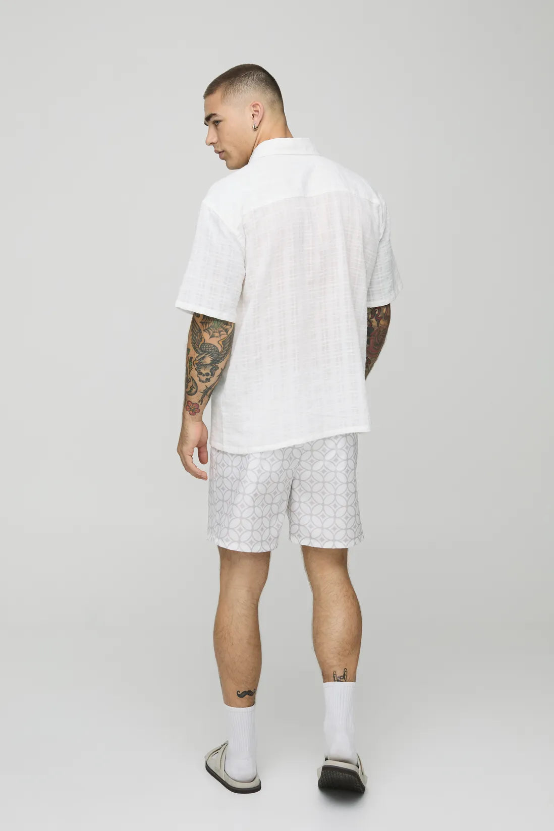 Abstract Pattern Mid Length Swim Short
