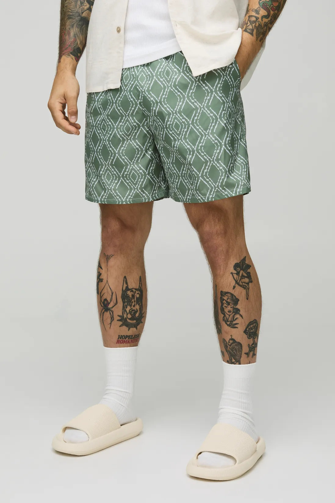 Abstract Pattern Mid Length Swim Short
