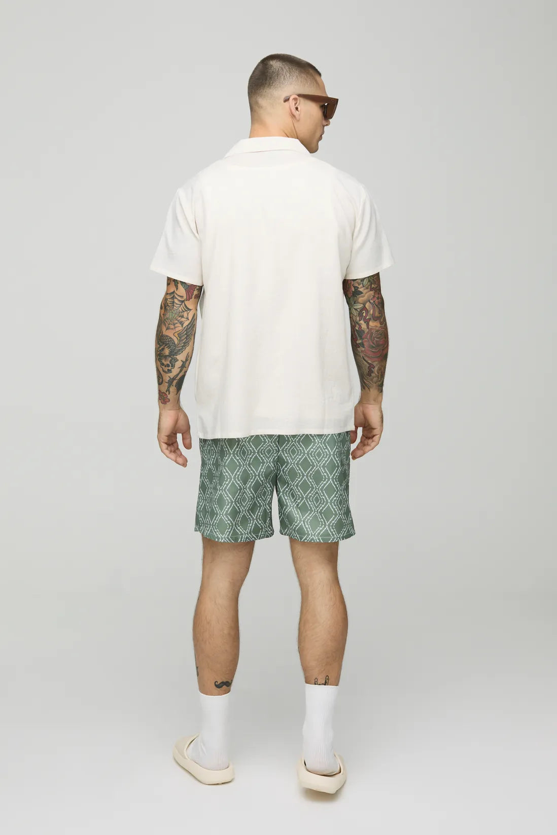 Abstract Pattern Mid Length Swim Short