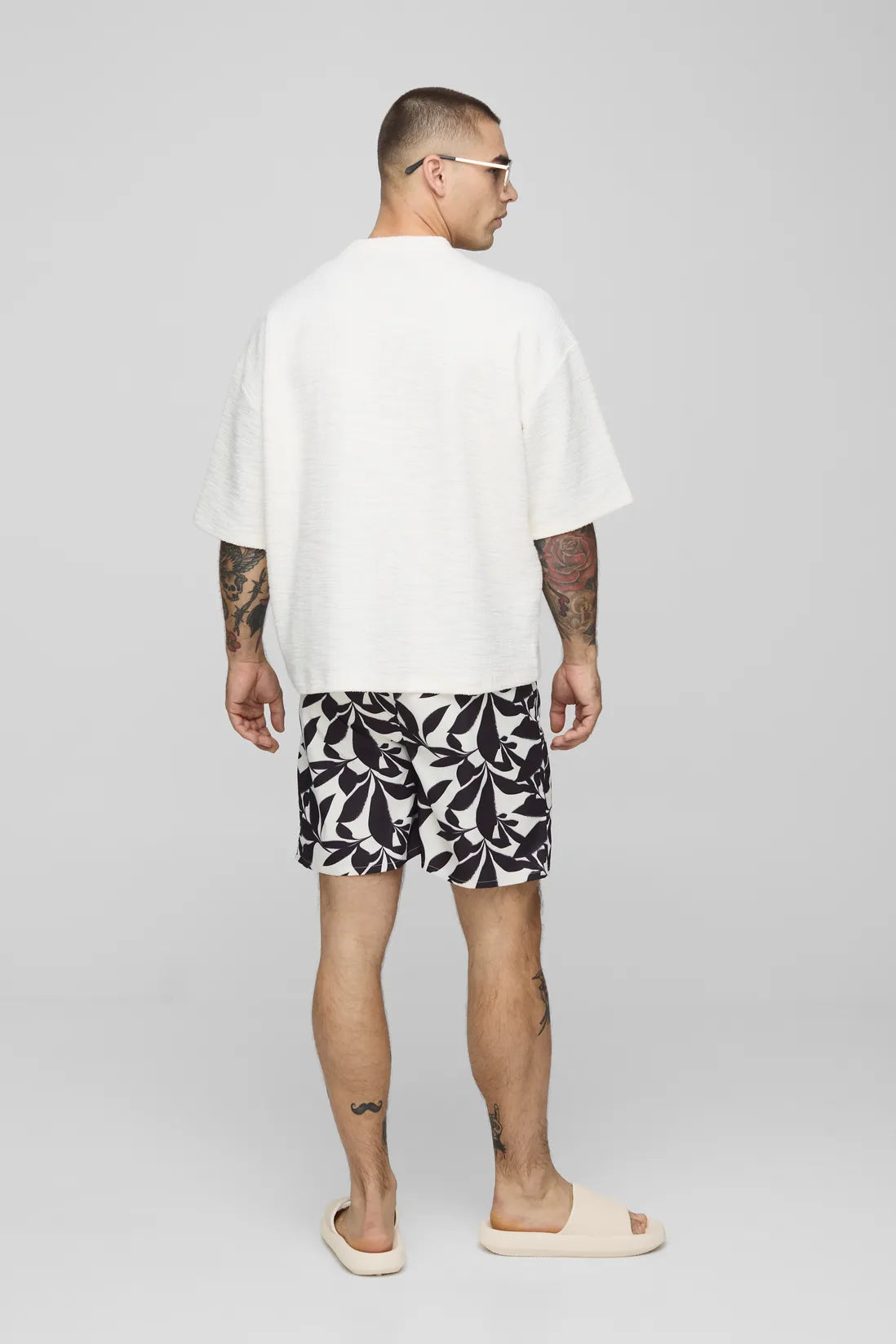 Leaf Print Mid Length Swim
