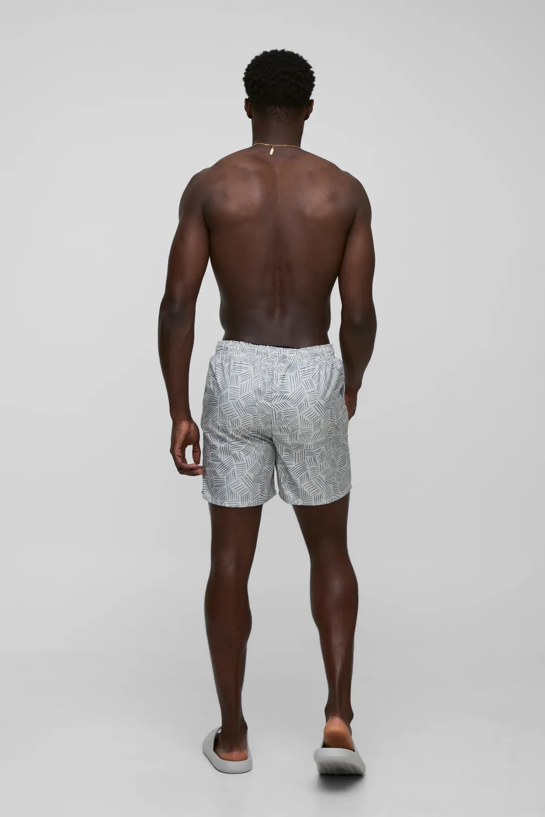 Abstract Printed Mid Length Swim Short