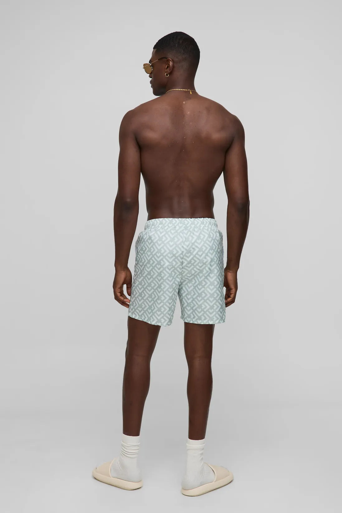 Geo Pattern Mid Length Swim Short