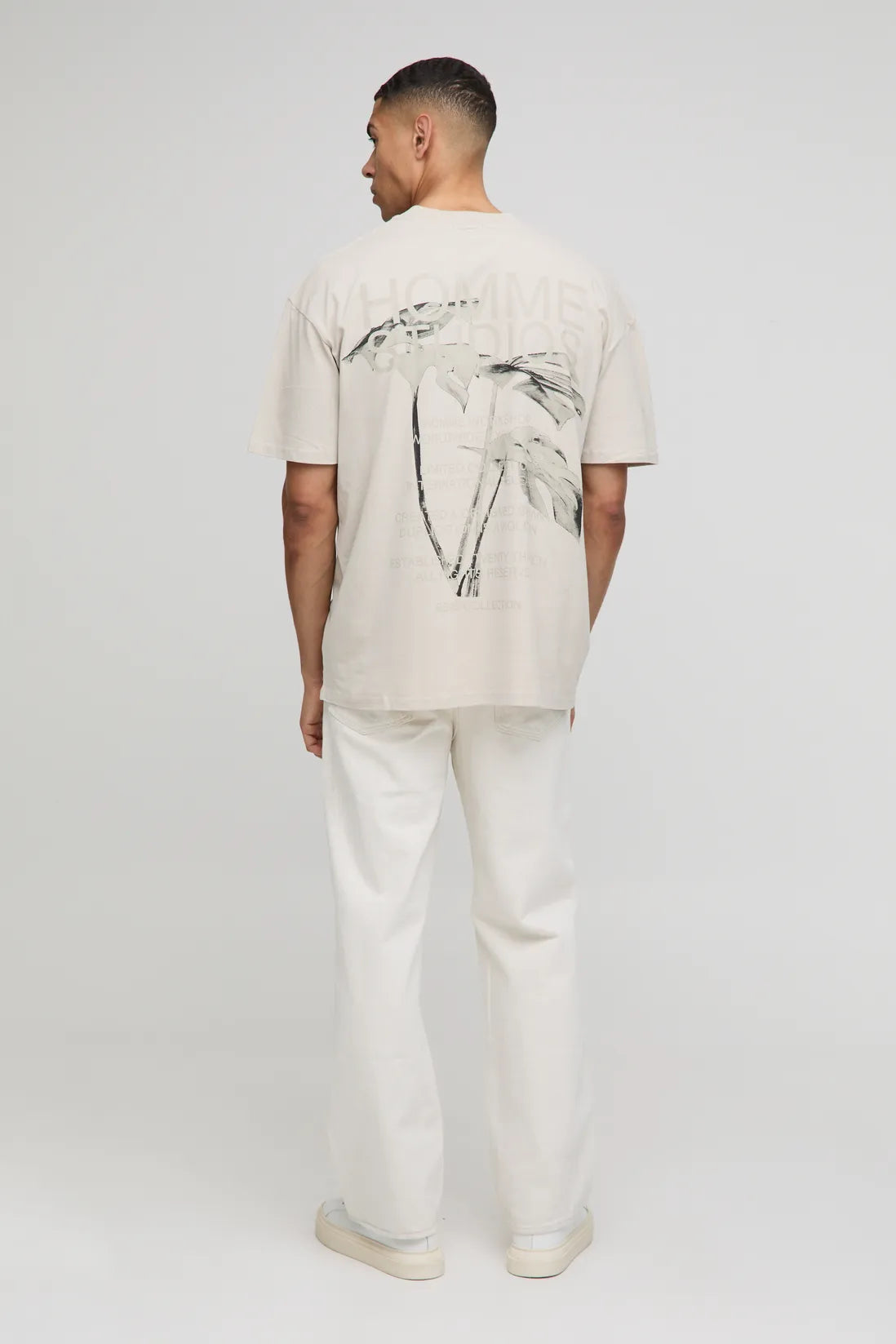 Oversized Extended Neck Homme Studios Floral Print T-Shirt