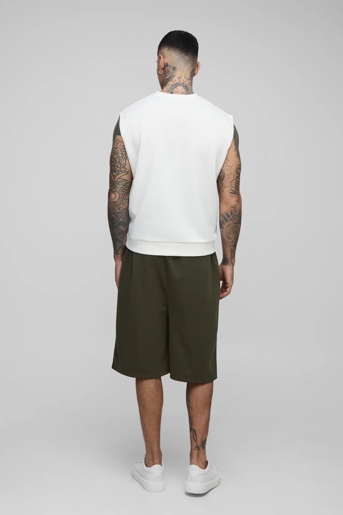 Tall Oversized Pintuck Dropped Crotch Scuba Shorts