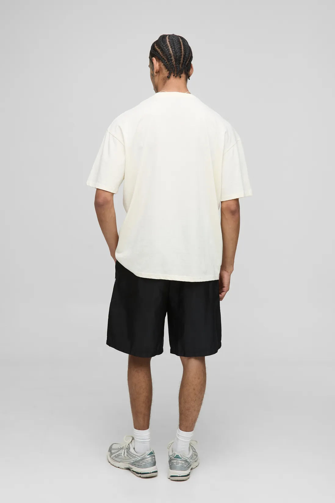 Elasticated Waist Relaxed Fit Nylon Popper Detail Shorts