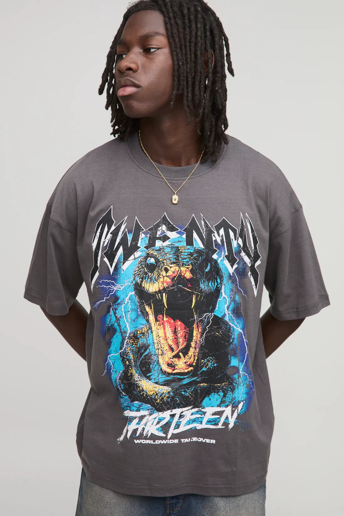 Oversized Snake Worldwide Large Scale Printed T-Shirt