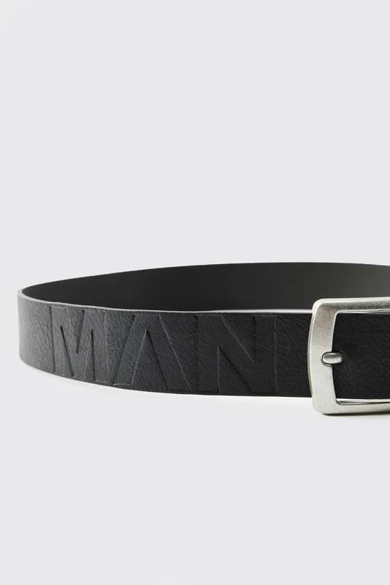 MAN Debossed Faux Leather Belt