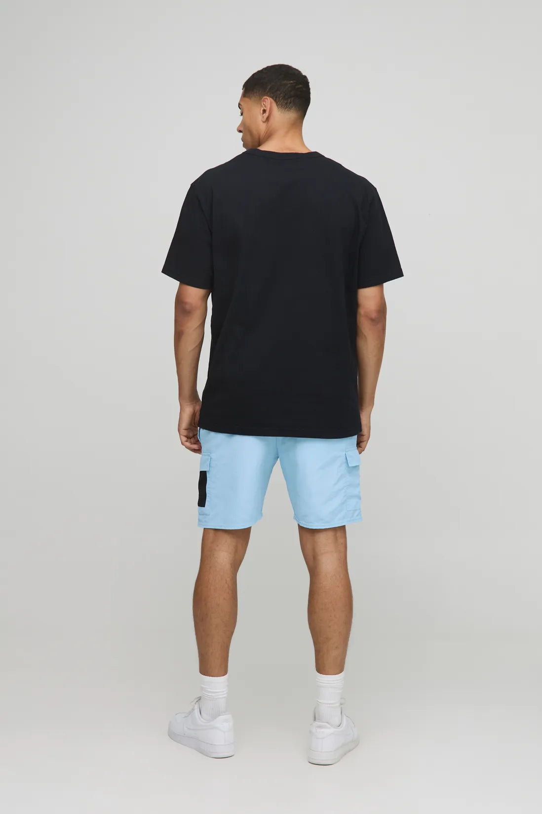 Elasticated Waist Slim Fit Nylon Cargo Shorts
