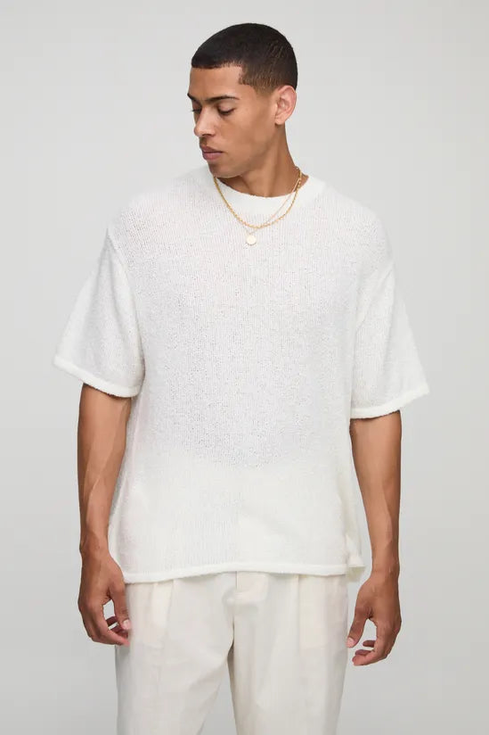 Boxy Fit Fine Knitted T-Shirt