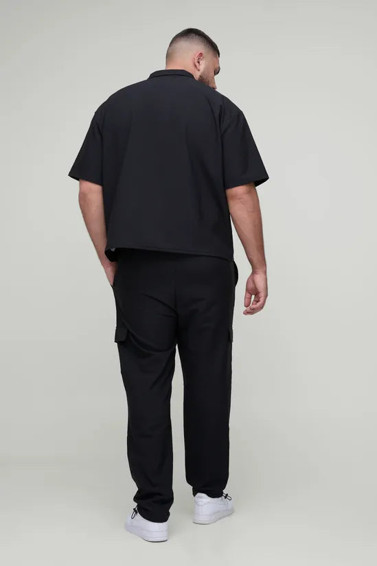 Plus Elasticated Waist Technical Stretch Skinny Cargo Trousers