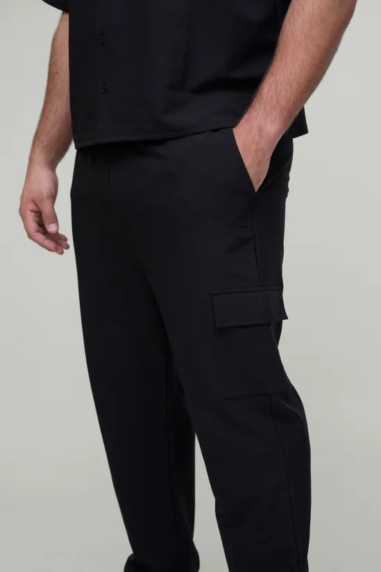 Plus Elasticated Waist Technical Stretch Skinny Cargo Trousers