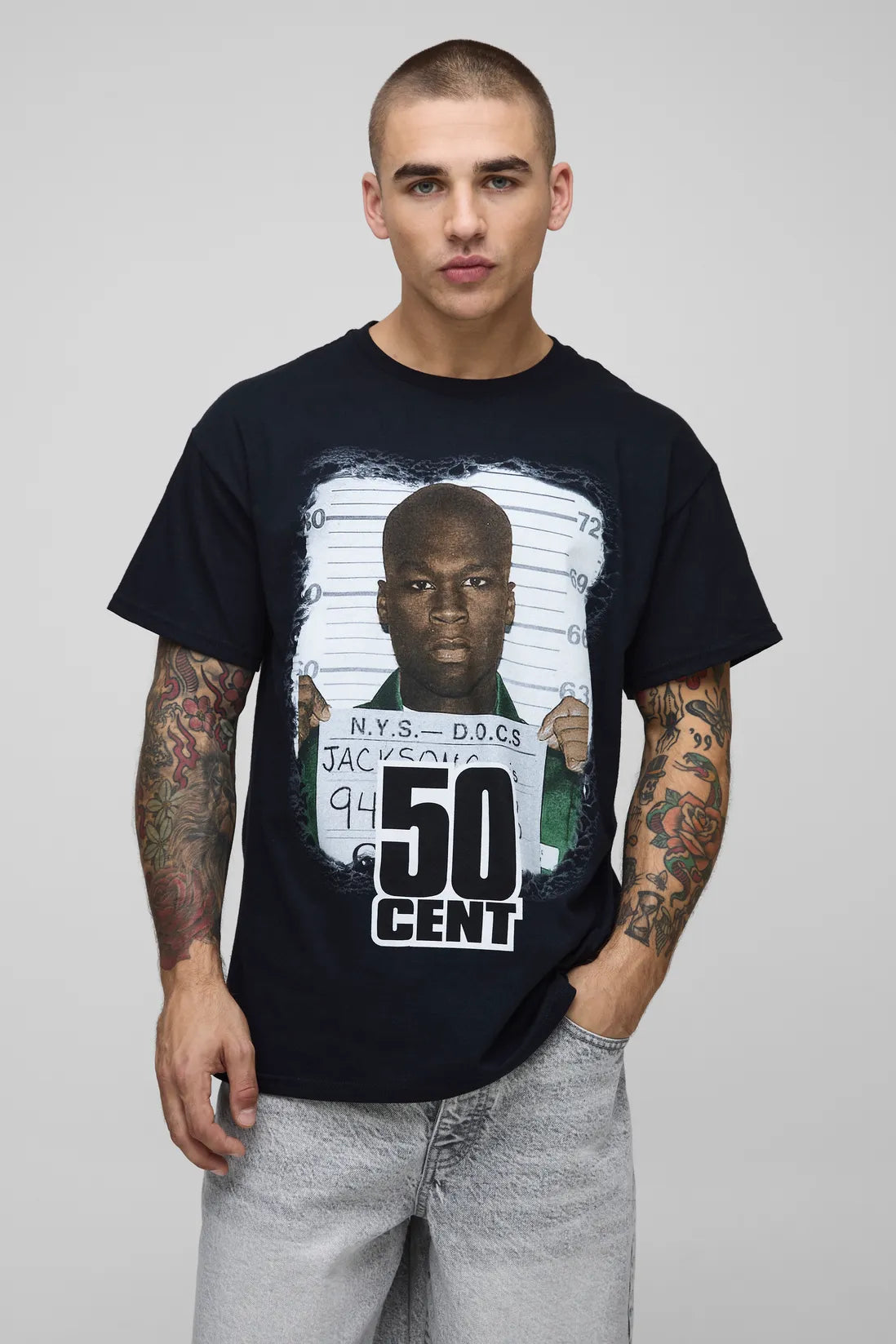 Regular Fit 50 Cent License Printed T-Shirt