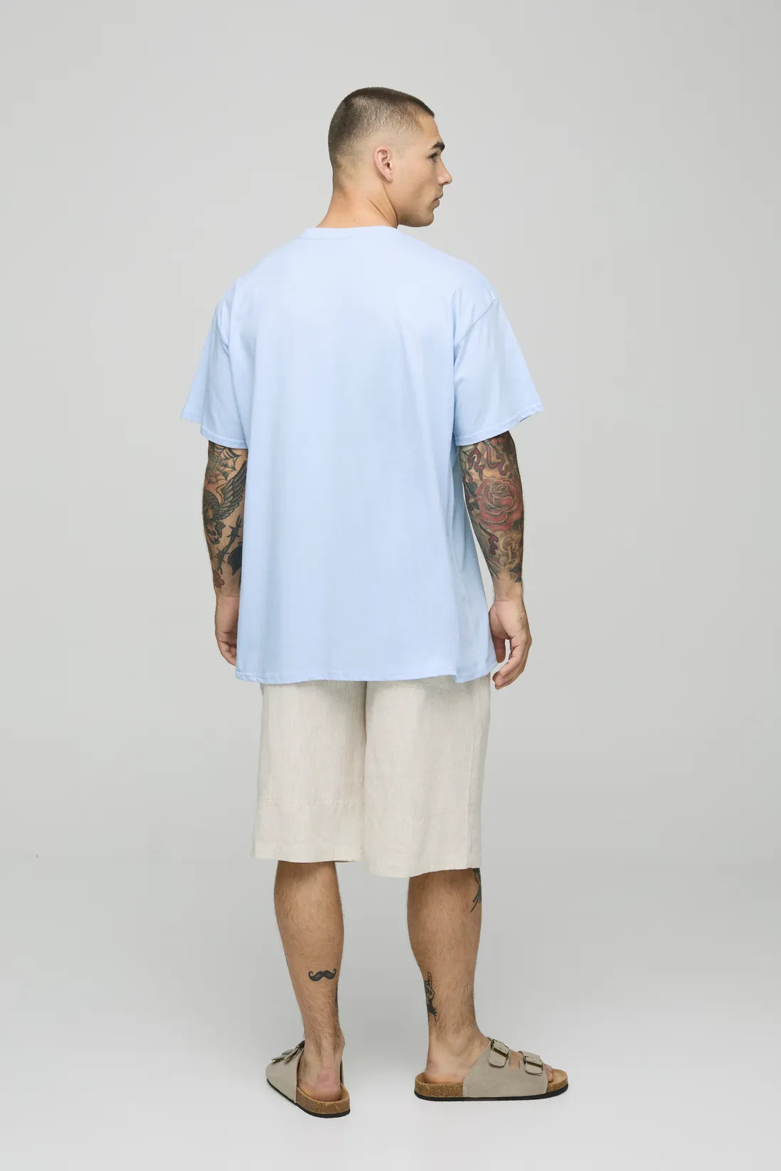 Oversized Triple Palm Print Graphic T-Shirt