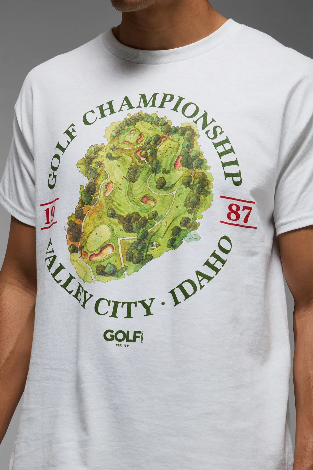 White Oversized Golf Championship License Printed T-Shirt