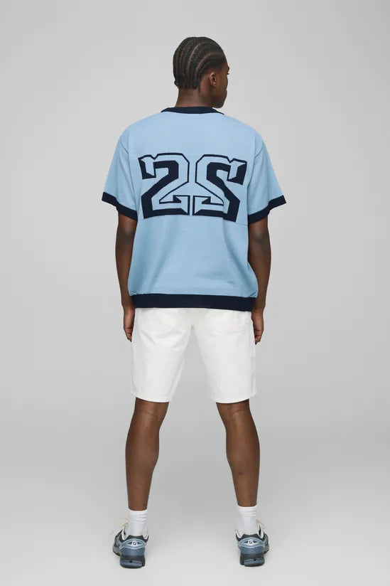Regular Fit Moto Jacquard Knitted T-Shirt