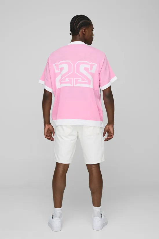 Regular Fit Moto Jacquard Knitted T-Shirt
