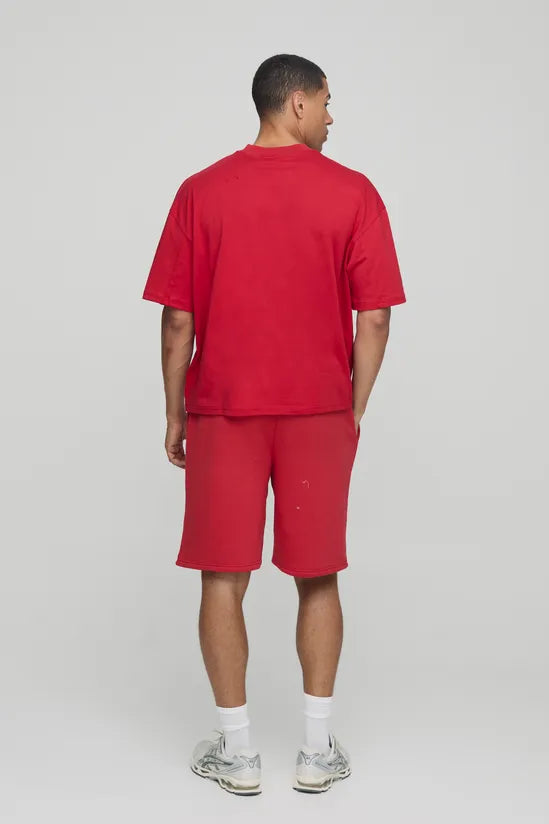 Olive Oversized MAN. Jersey Shorts