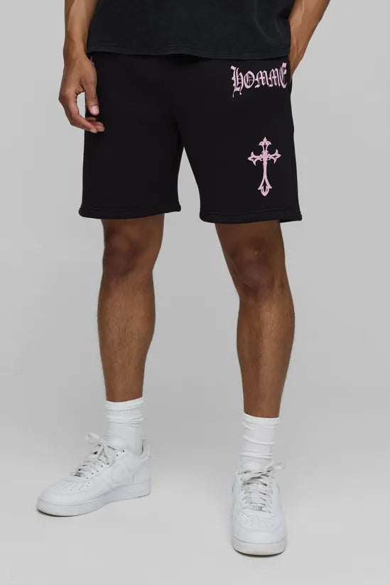Relaxed Homme Cross Mid Length Shorts