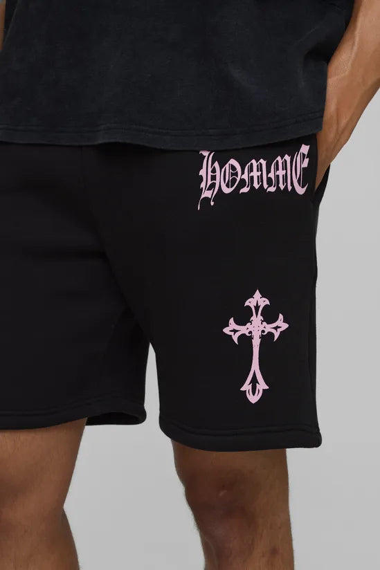 Relaxed Homme Cross Mid Length Shorts