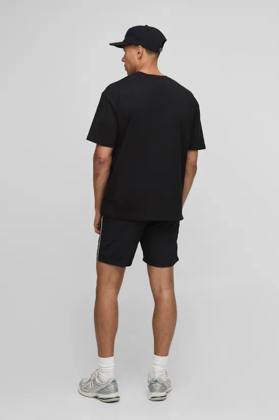 Elasticated Waist Crinkle Nylon Panelled Shorts