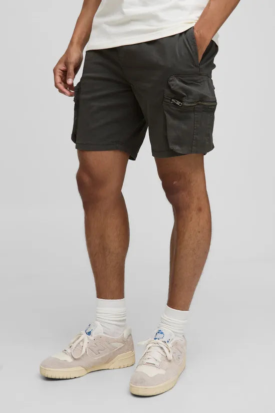 Elasticated Waist Slim Fit Cargo Shorts