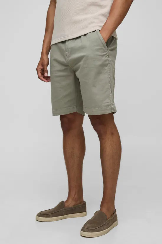 Half Fixed Waistband Relaxed Long Length Shorts
