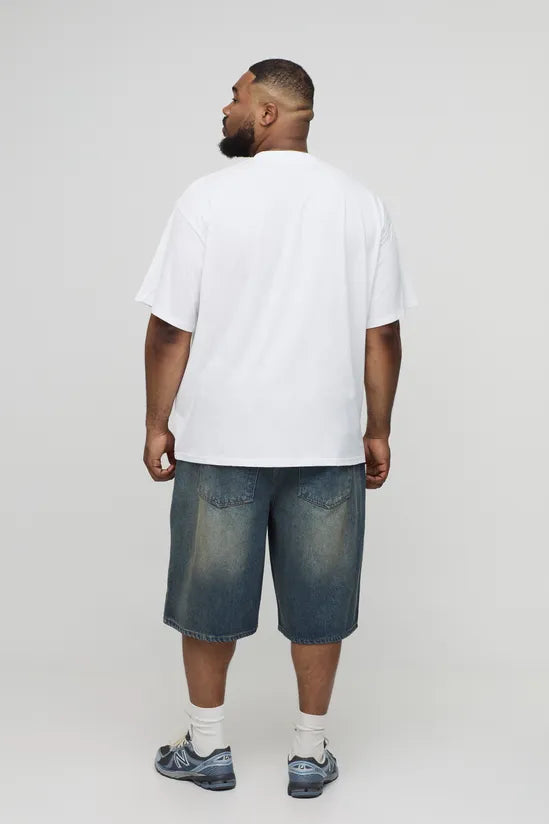 Plus Oversized Extended Neck Monaco Landscape Print T-Shirt