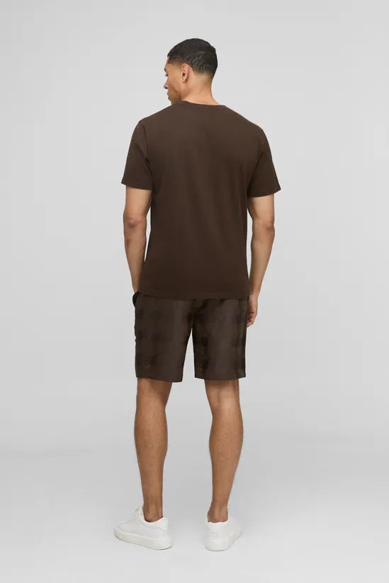 Elasticated Waist Relaxed Fit Satin Textured Shorts