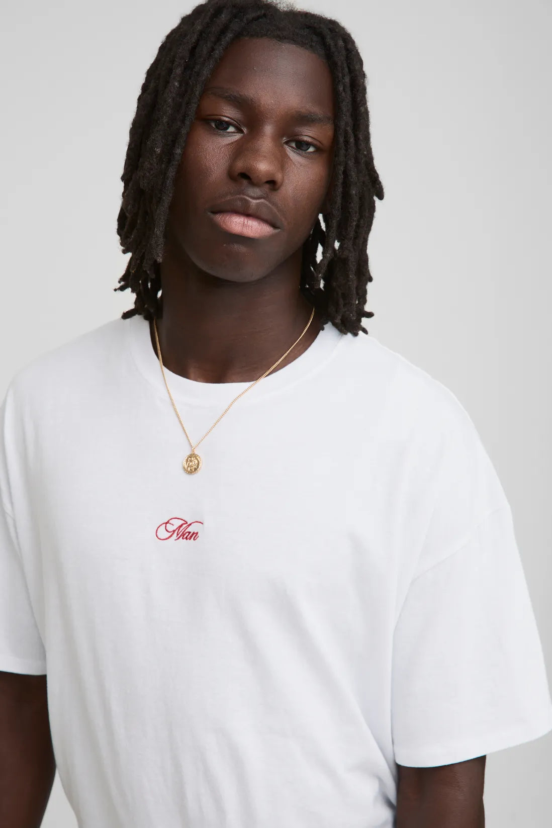 White Oversized Embroidered MAN T-Shirt