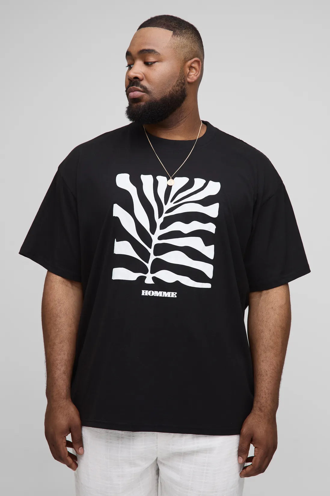 Plus Oversized Leaf Puff Print T-Shirt