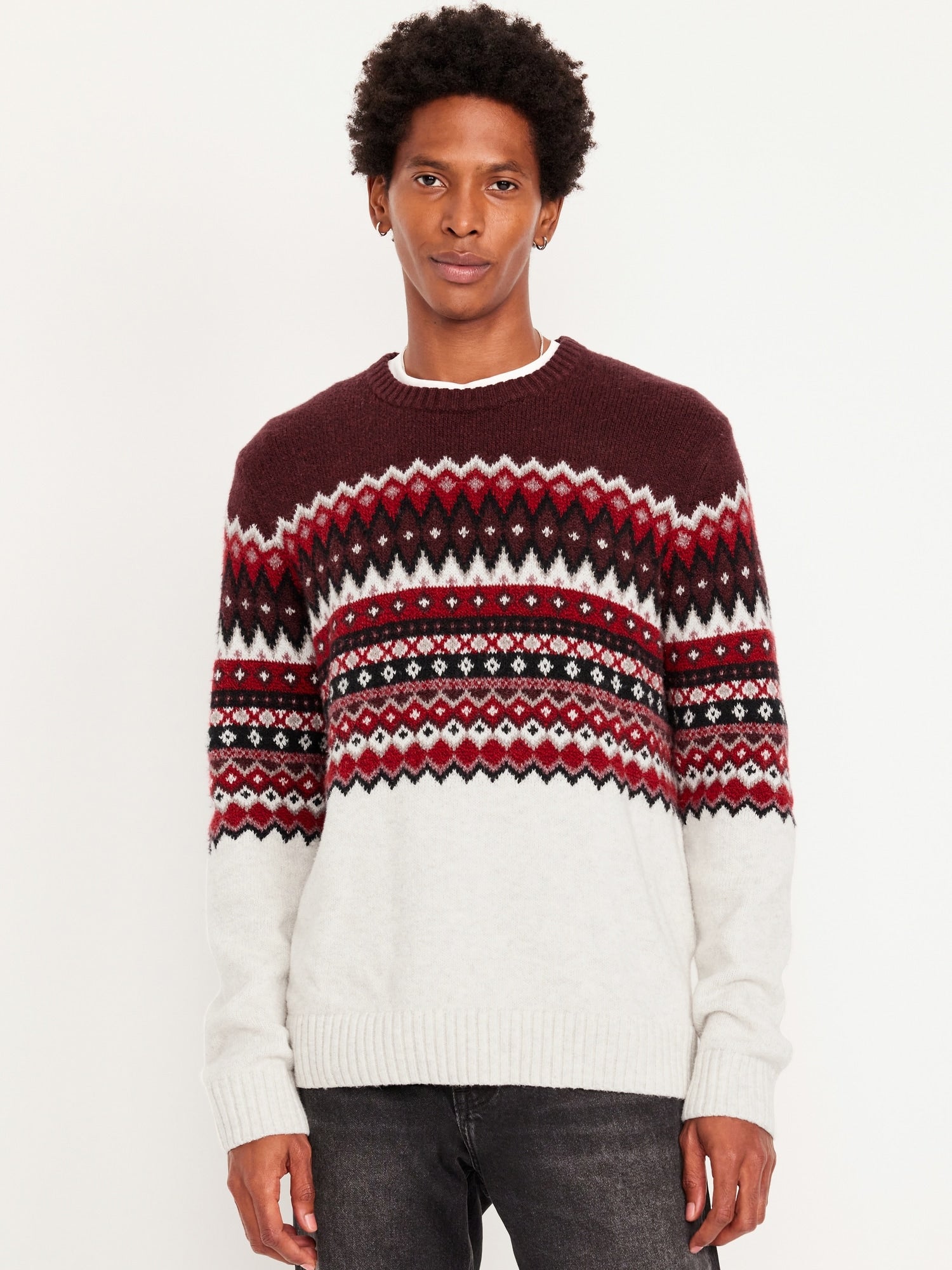 SoSoft Fair Isle Sweater red wine