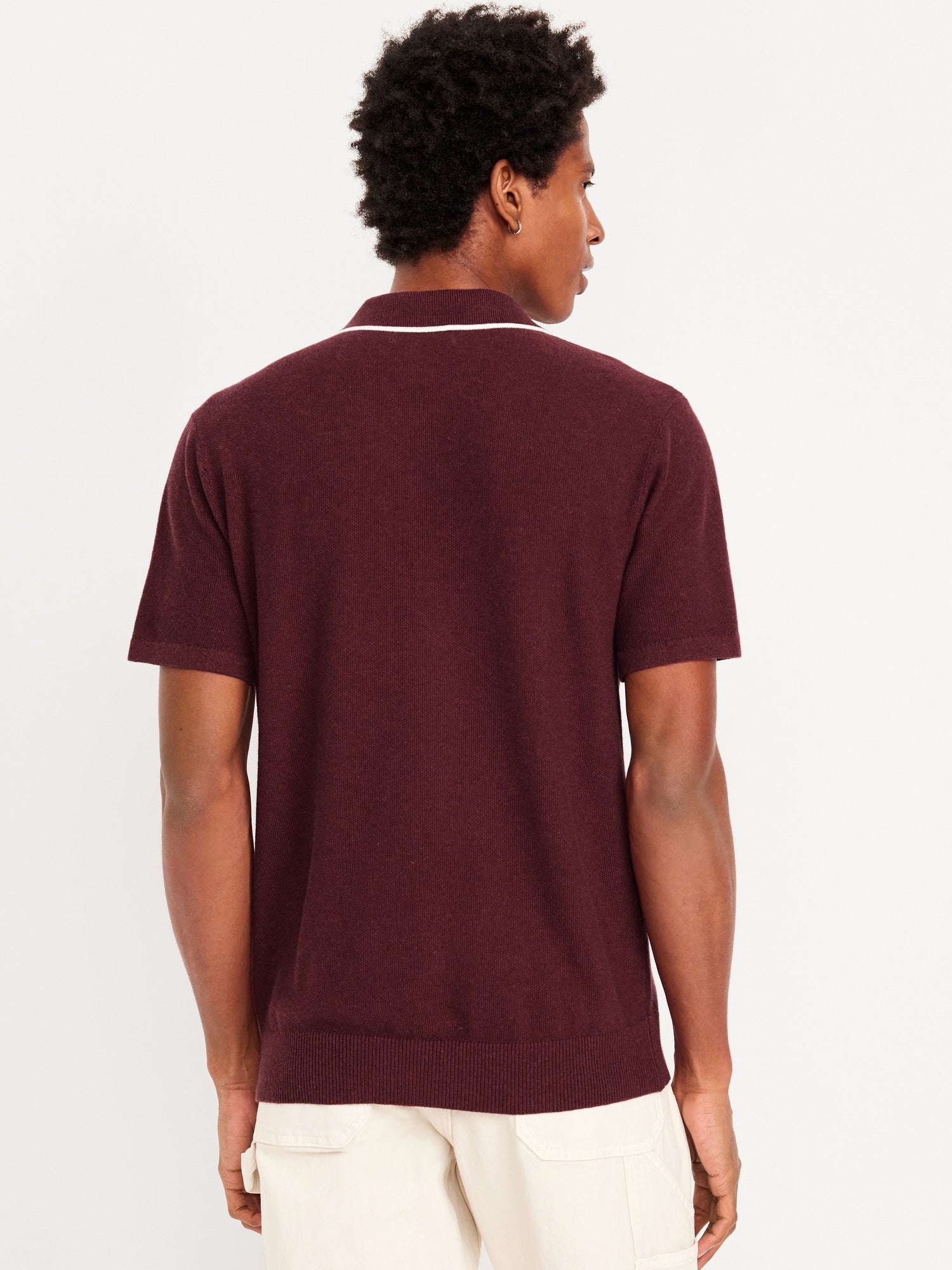 Tipped Collar Polo Sweater