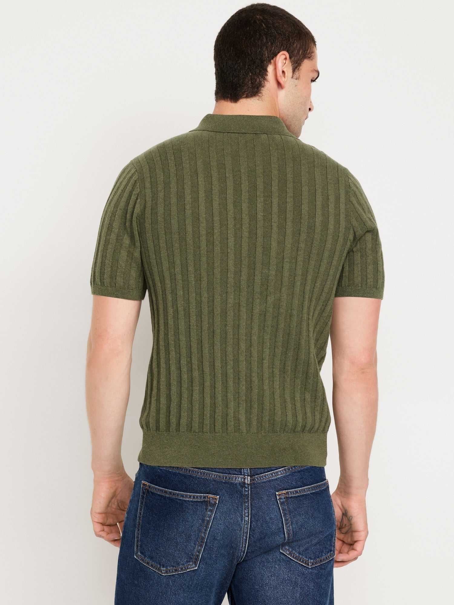 Ribbed Polo Sweater