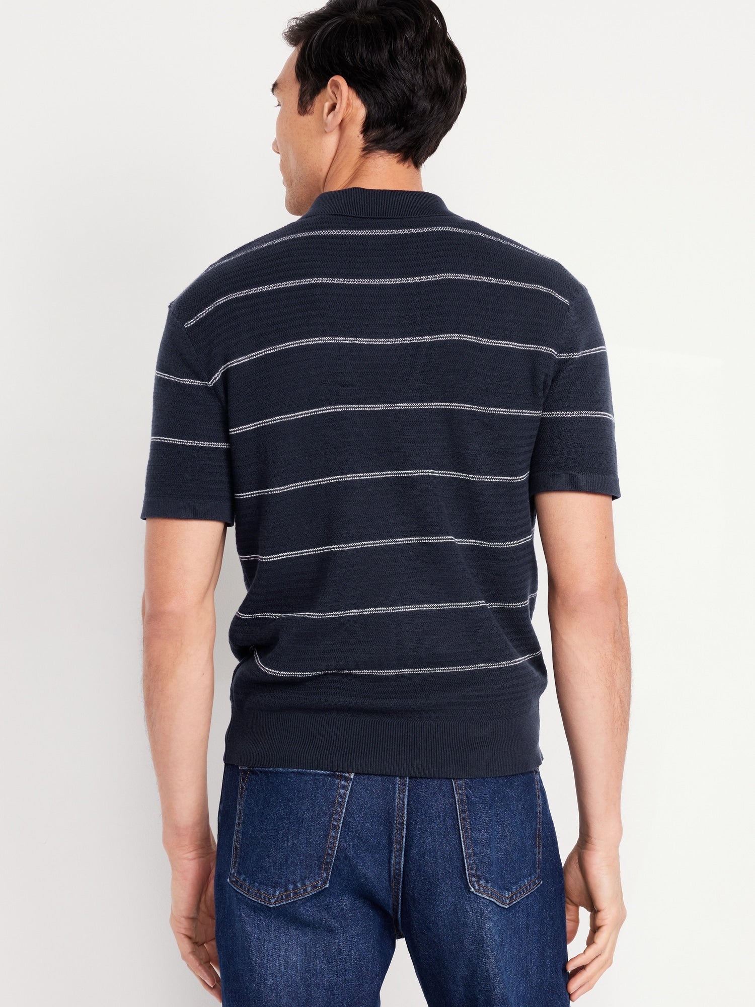 Short-Sleeve Striped Polo Sweaters
