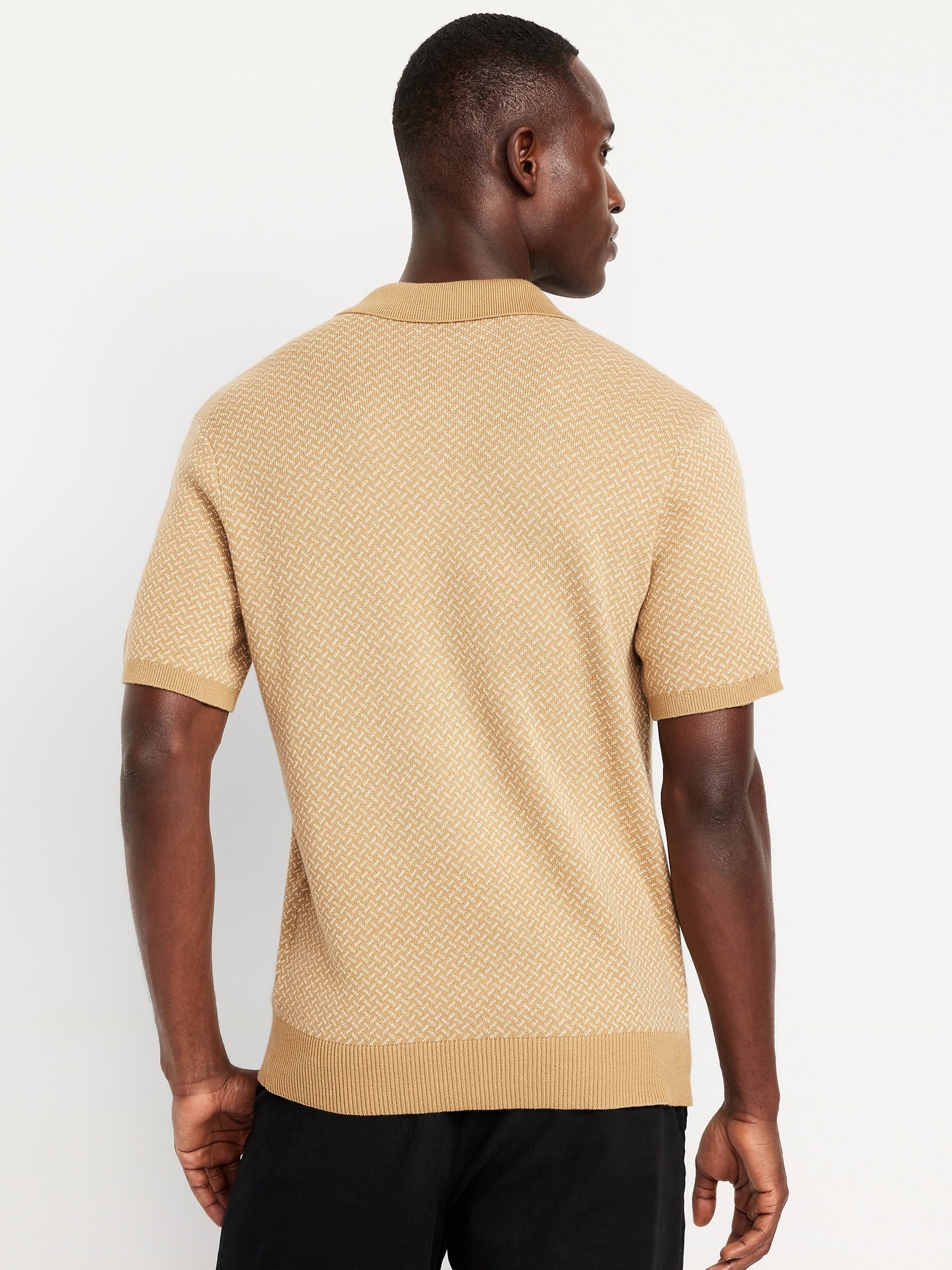Short-Sleeve Herringbone Polo Sweaters